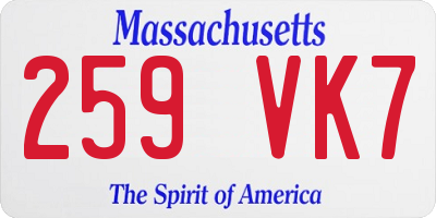 MA license plate 259VK7