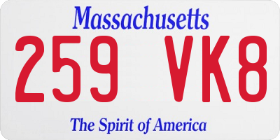 MA license plate 259VK8