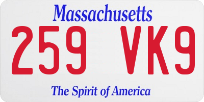 MA license plate 259VK9