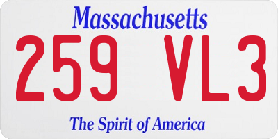 MA license plate 259VL3