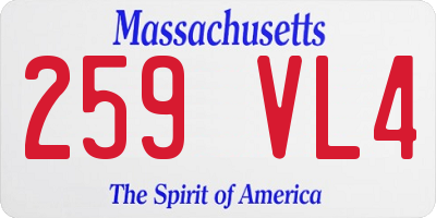 MA license plate 259VL4