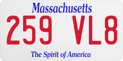 MA license plate 259VL8
