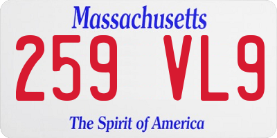 MA license plate 259VL9