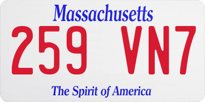 MA license plate 259VN7