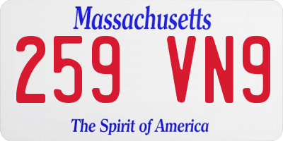 MA license plate 259VN9