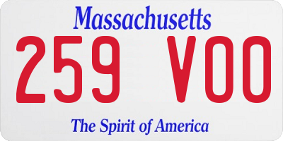 MA license plate 259VO0