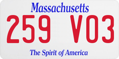 MA license plate 259VO3