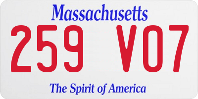 MA license plate 259VO7
