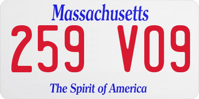 MA license plate 259VO9