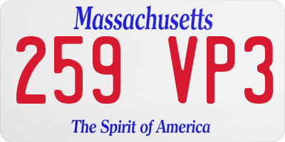 MA license plate 259VP3