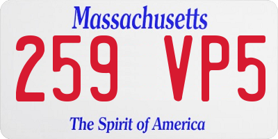 MA license plate 259VP5