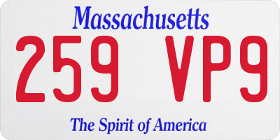 MA license plate 259VP9