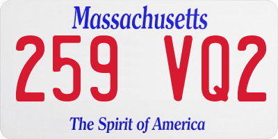 MA license plate 259VQ2