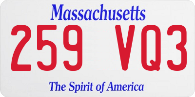 MA license plate 259VQ3