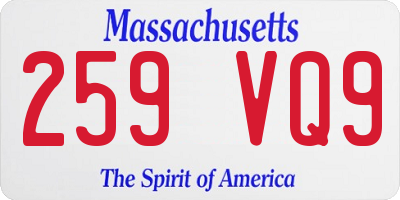 MA license plate 259VQ9