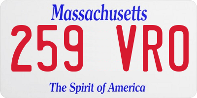 MA license plate 259VR0