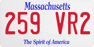 MA license plate 259VR2