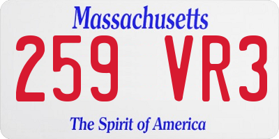 MA license plate 259VR3