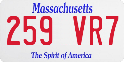 MA license plate 259VR7