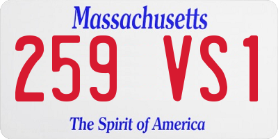 MA license plate 259VS1