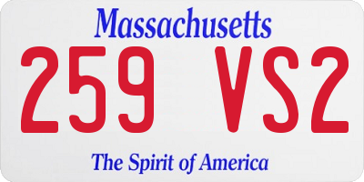 MA license plate 259VS2