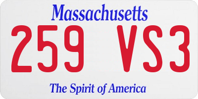 MA license plate 259VS3