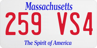 MA license plate 259VS4