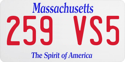 MA license plate 259VS5