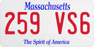 MA license plate 259VS6