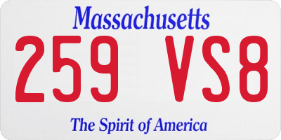 MA license plate 259VS8