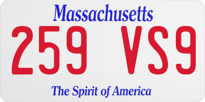 MA license plate 259VS9