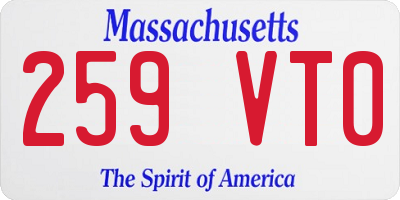 MA license plate 259VT0