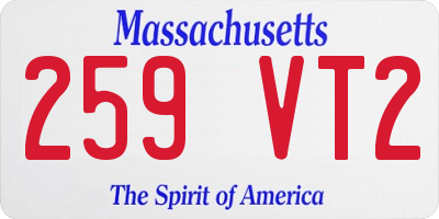 MA license plate 259VT2