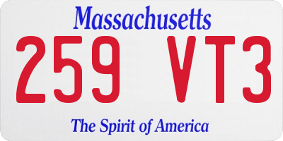 MA license plate 259VT3