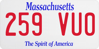 MA license plate 259VU0