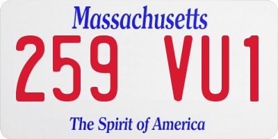 MA license plate 259VU1