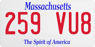 MA license plate 259VU8