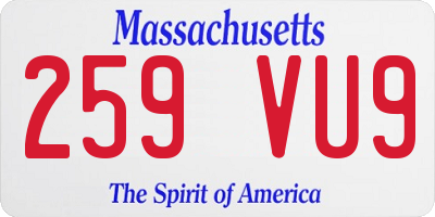 MA license plate 259VU9