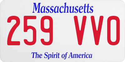 MA license plate 259VV0
