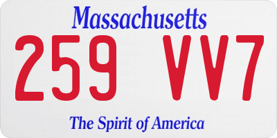 MA license plate 259VV7