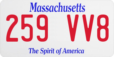 MA license plate 259VV8