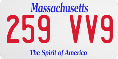 MA license plate 259VV9