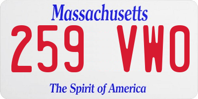 MA license plate 259VW0