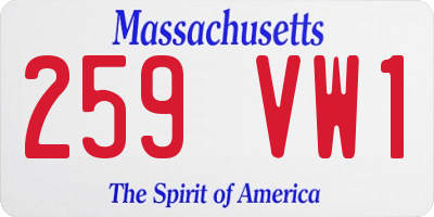 MA license plate 259VW1
