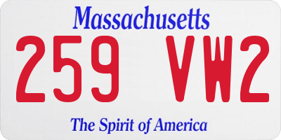 MA license plate 259VW2