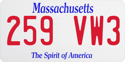 MA license plate 259VW3