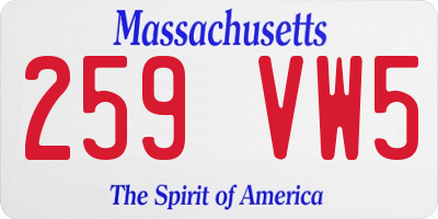 MA license plate 259VW5