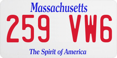MA license plate 259VW6