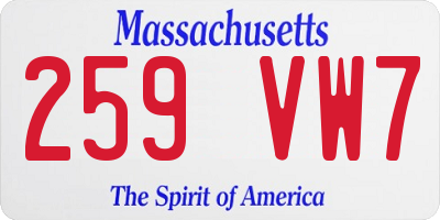 MA license plate 259VW7