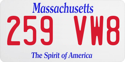 MA license plate 259VW8